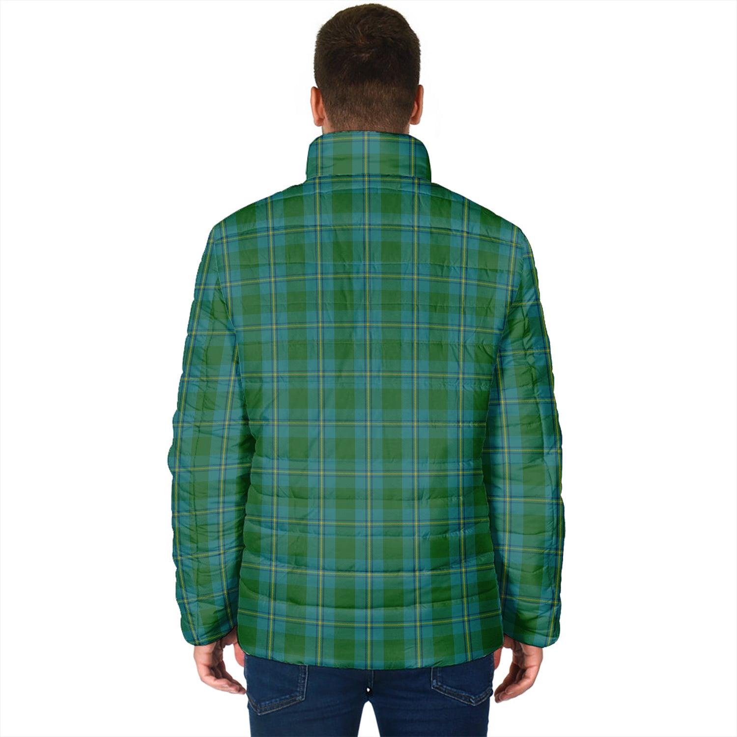 Irvine of Bonshaw Tartan Padded Jacket with Family Crest - Tartan Vibes Clothing