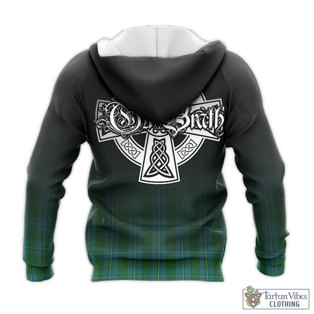 Tartan Vibes Clothing Irvine of Bonshaw Tartan Knitted Hoodie Featuring Alba Gu Brath Family Crest Celtic Inspired