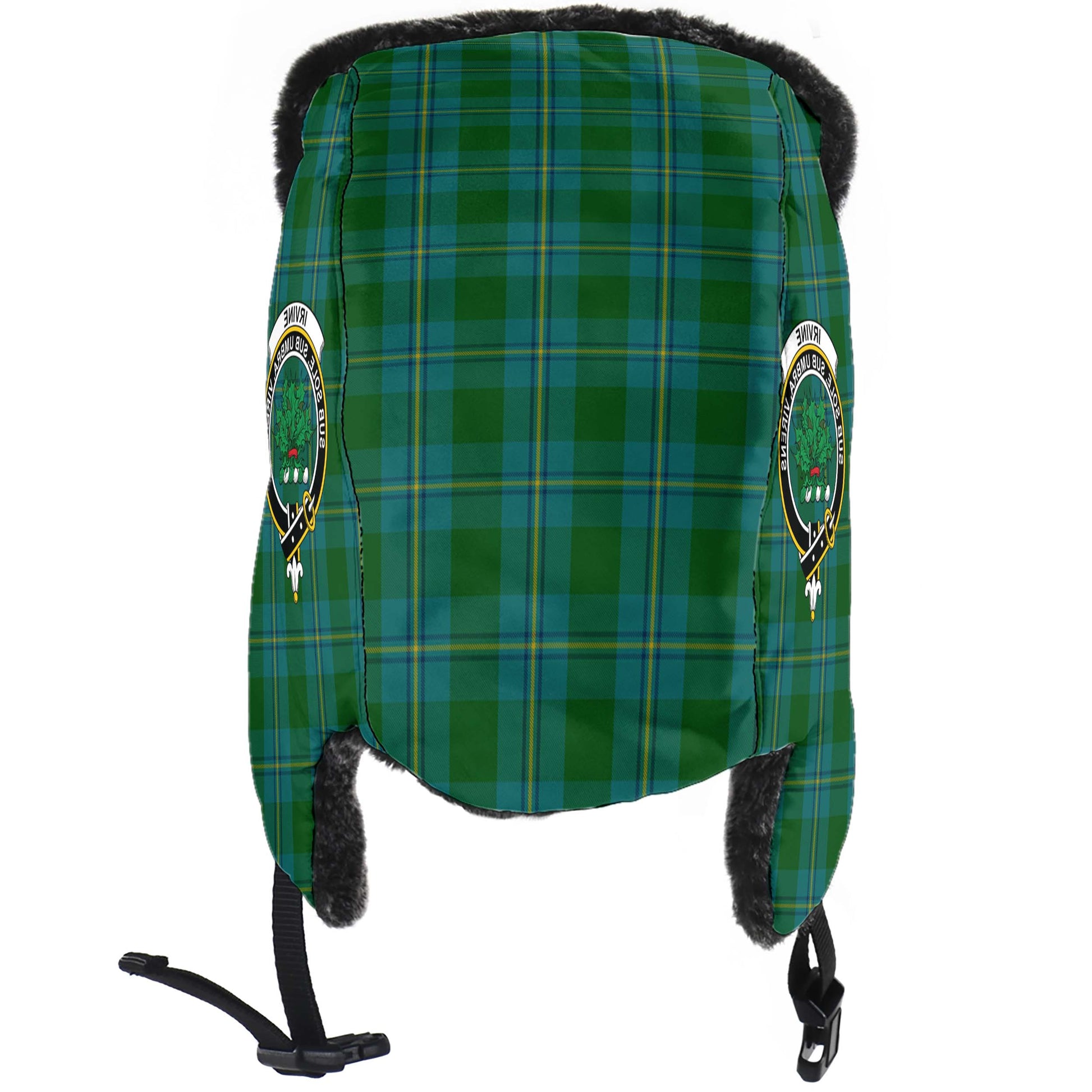 Irvine of Bonshaw Tartan Winter Trapper Hat with Family Crest - Tartanvibesclothing