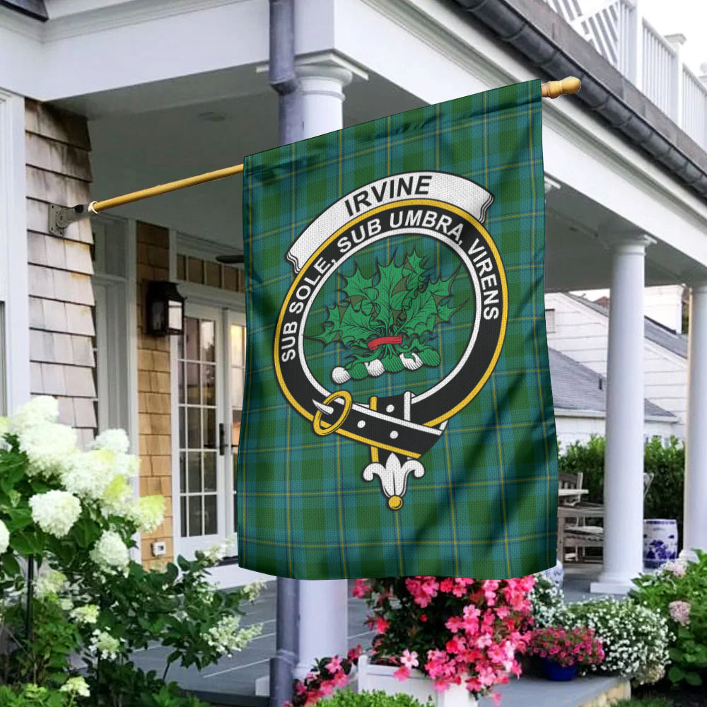 irvine-of-bonshaw-tartan-flag-with-family-crest