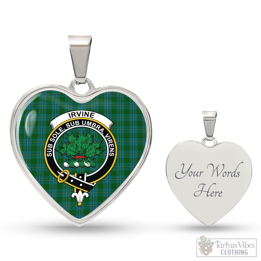 Tartan Vibes Clothing Irvine of Bonshaw Tartan Heart Necklace with Family Crest