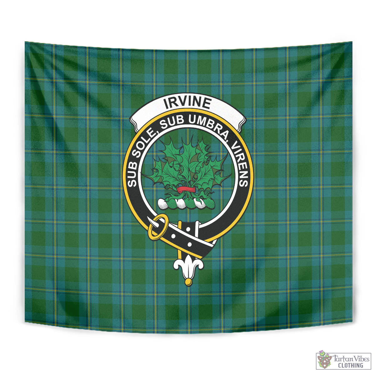 Tartan Vibes Clothing Irvine of Bonshaw Tartan Tapestry Wall Hanging and Home Decor for Room with Family Crest