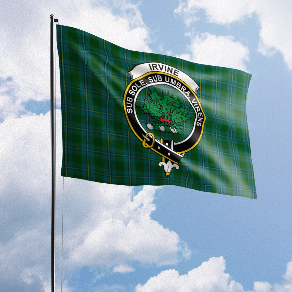 irvine-of-bonshaw-tartan-flag-with-family-crest