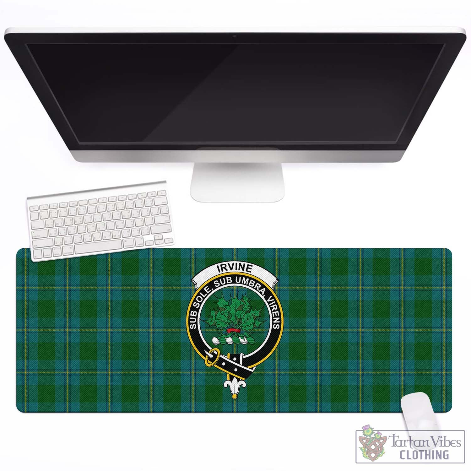 Tartan Vibes Clothing Irvine of Bonshaw Tartan Mouse Pad with Family Crest