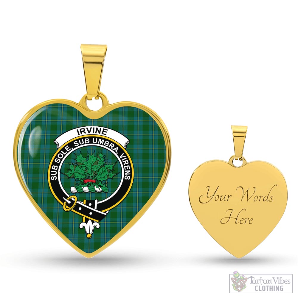 Tartan Vibes Clothing Irvine of Bonshaw Tartan Heart Necklace with Family Crest