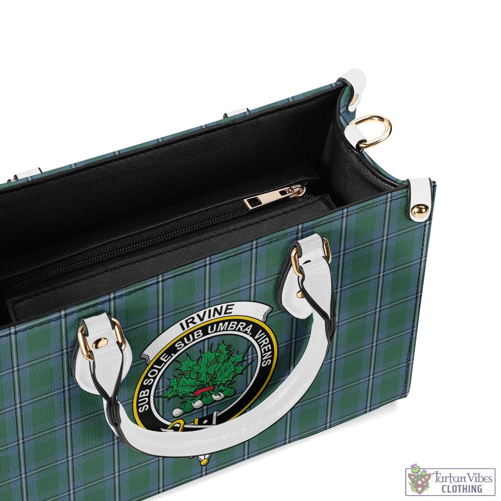 Tartan Vibes Clothing Irvine of Drum Tartan Luxury Leather Handbags with Family Crest