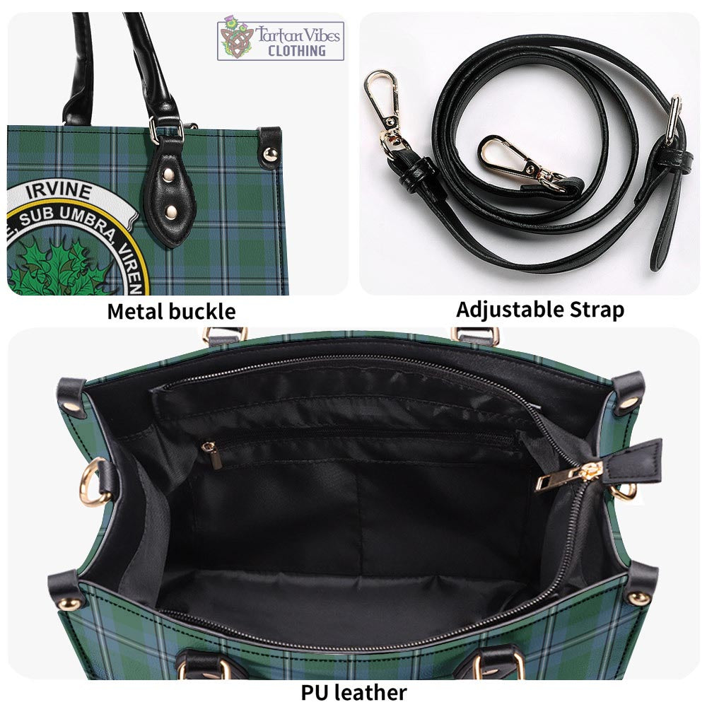 Tartan Vibes Clothing Irvine of Drum Tartan Luxury Leather Handbags with Family Crest