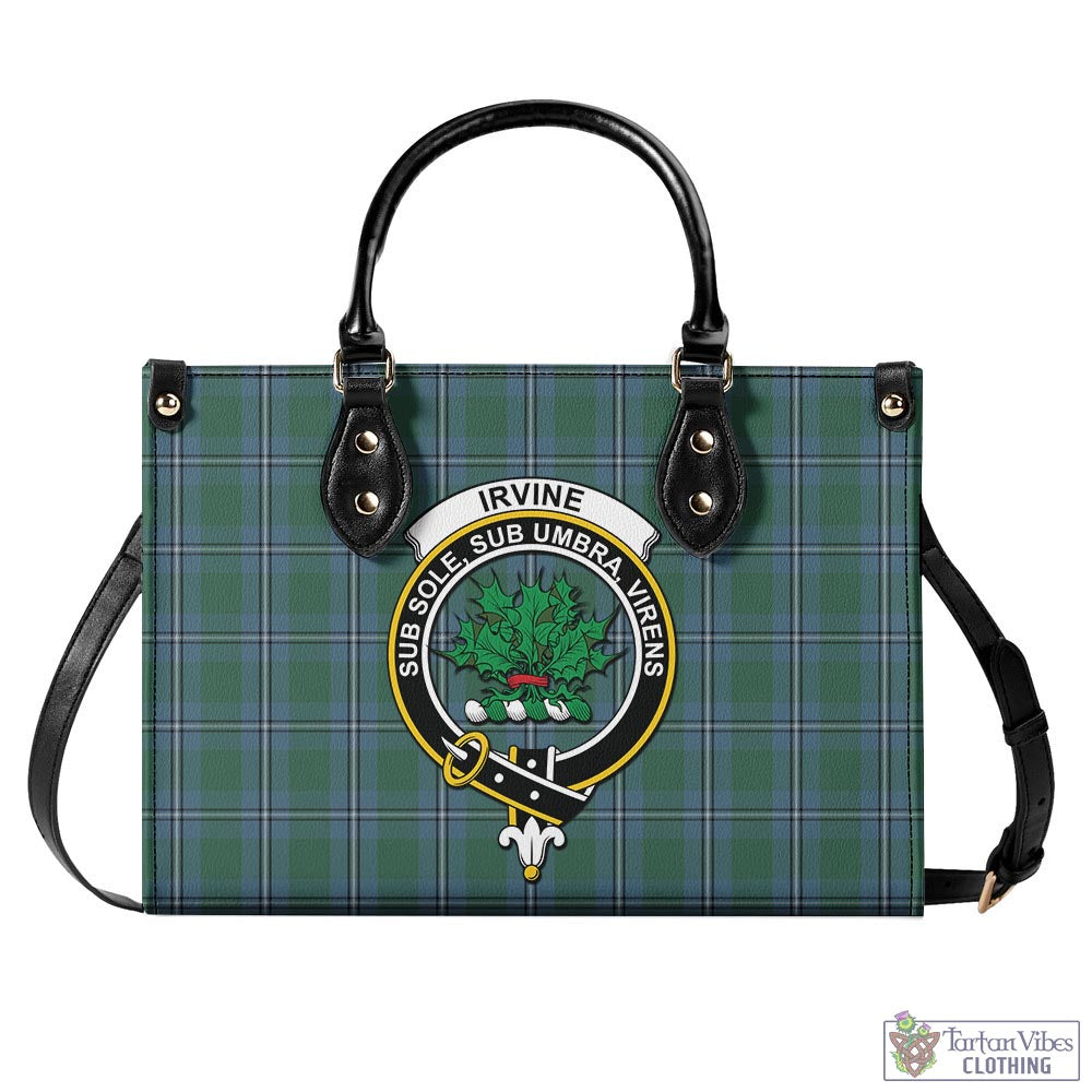 Tartan Vibes Clothing Irvine of Drum Tartan Luxury Leather Handbags with Family Crest