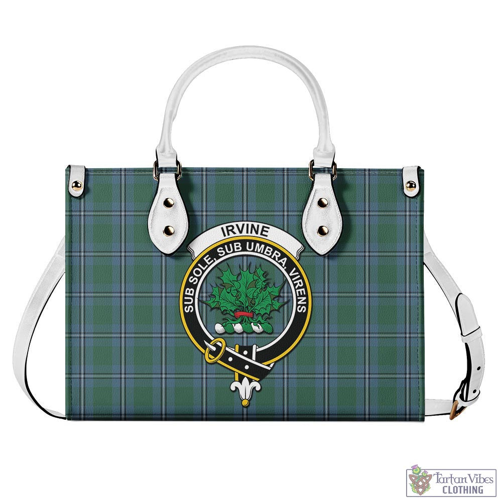 Tartan Vibes Clothing Irvine of Drum Tartan Luxury Leather Handbags with Family Crest