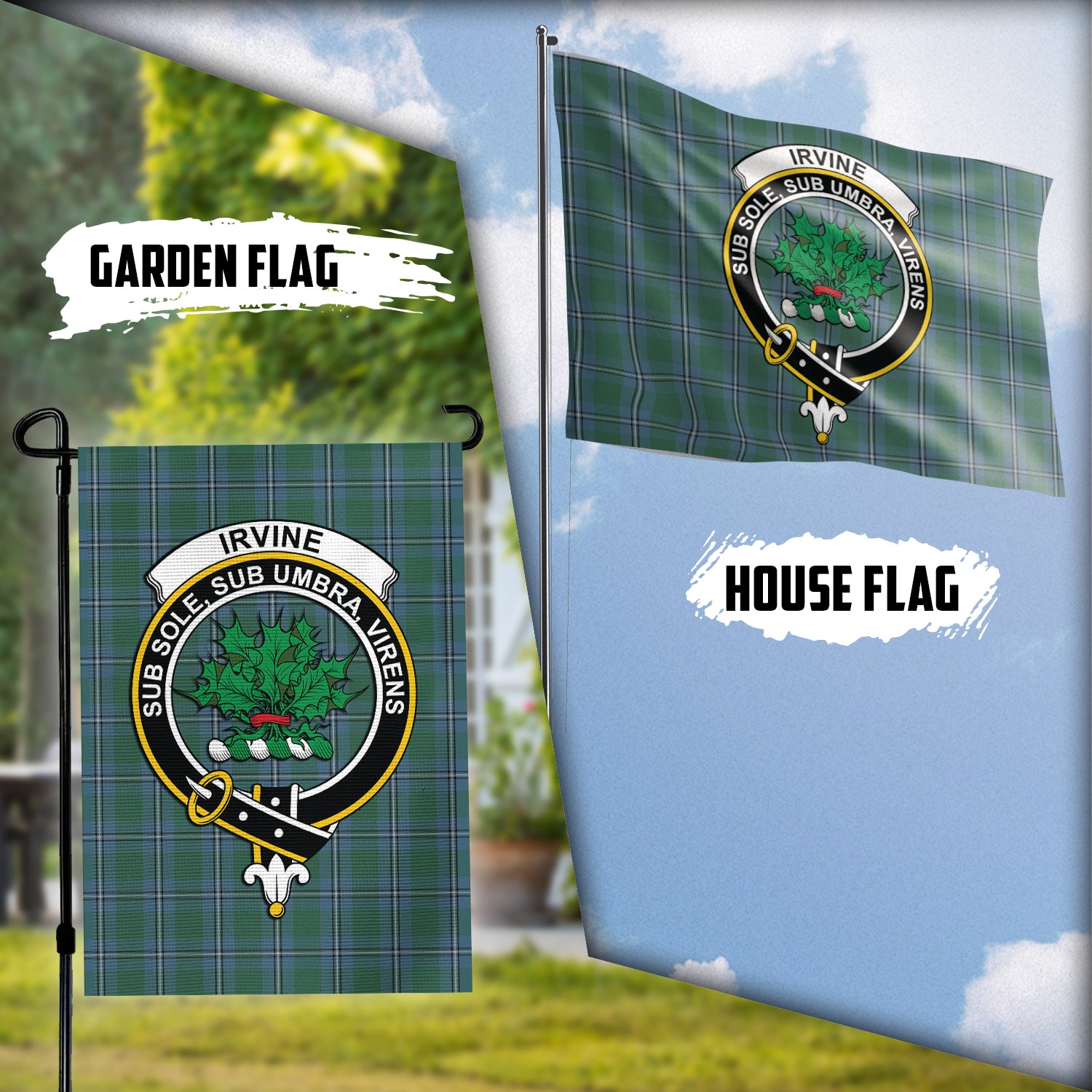 Irvine of Drum Tartan Flag with Family Crest Garden Flag (Vertical) - Tartan Vibes Clothing