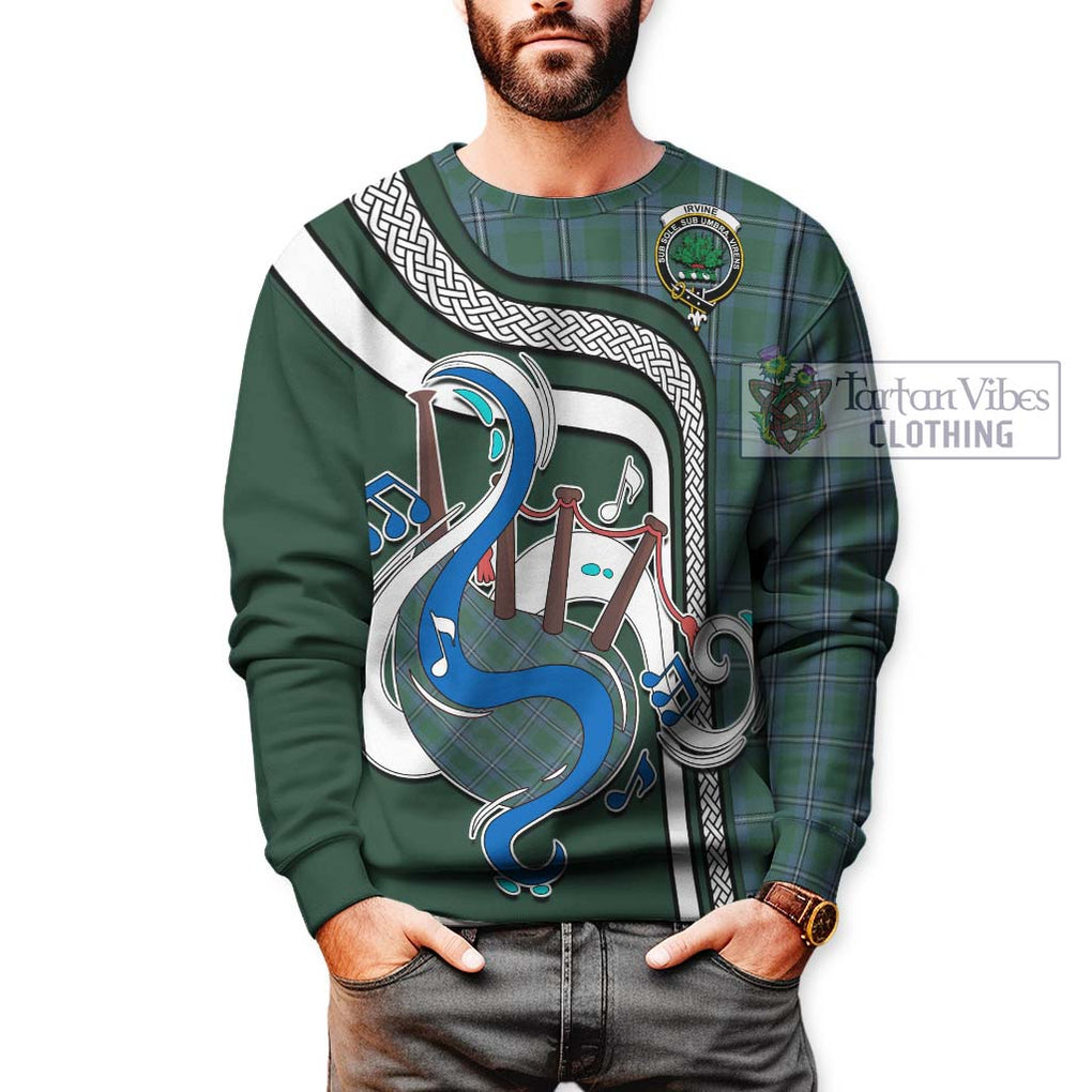 Tartan Vibes Clothing Irvine of Drum Tartan Sweatshirt with Epic Bagpipe Style