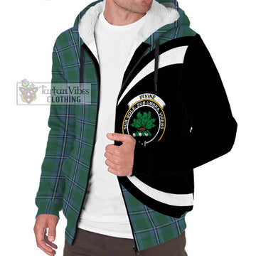 Irvine of Drum Tartan Sherpa Hoodie with Family Crest Circle Style