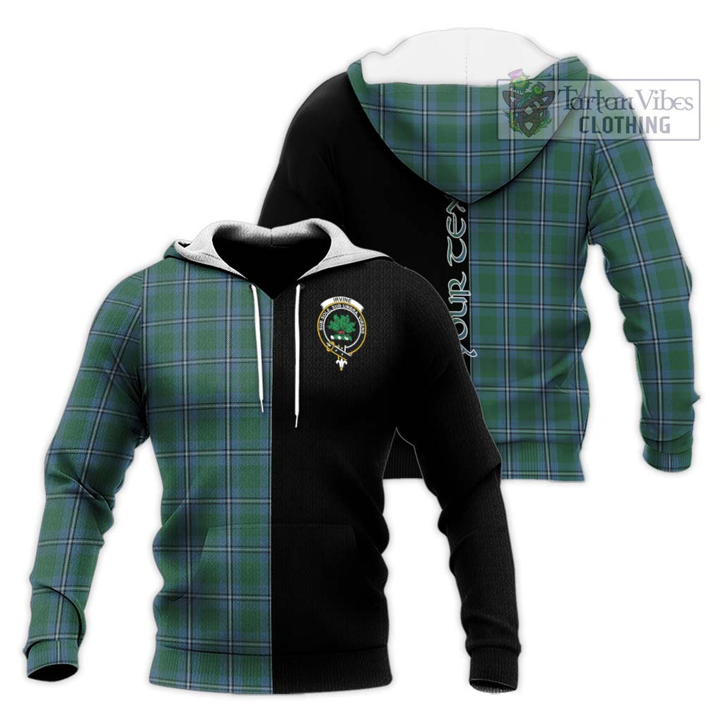 Irvine of Drum Tartan Knitted Hoodie with Family Crest and Half Of Me Style Unisex Knitted Pullover Hoodie - Tartanvibesclothing Shop