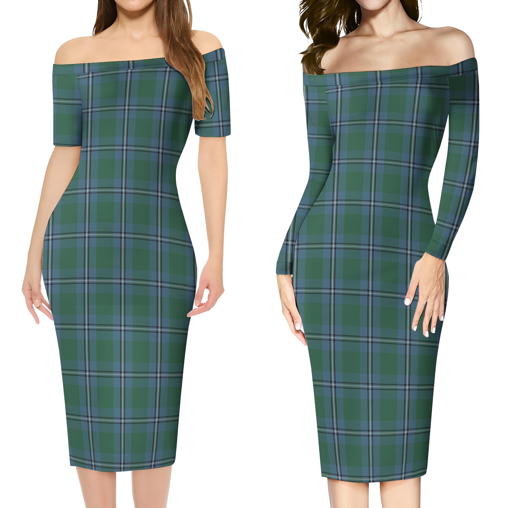 Irvine of Drum Tartan Off Shoulder Lady Dress Women's Dress - Tartanvibesclothing