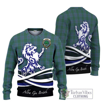 Irvine of Drum Tartan Ugly Sweater with Alba Gu Brath Regal Lion Emblem