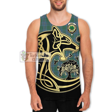 Irvine of Drum Tartan Men's Tank Top with Family Crest Celtic Wolf Style