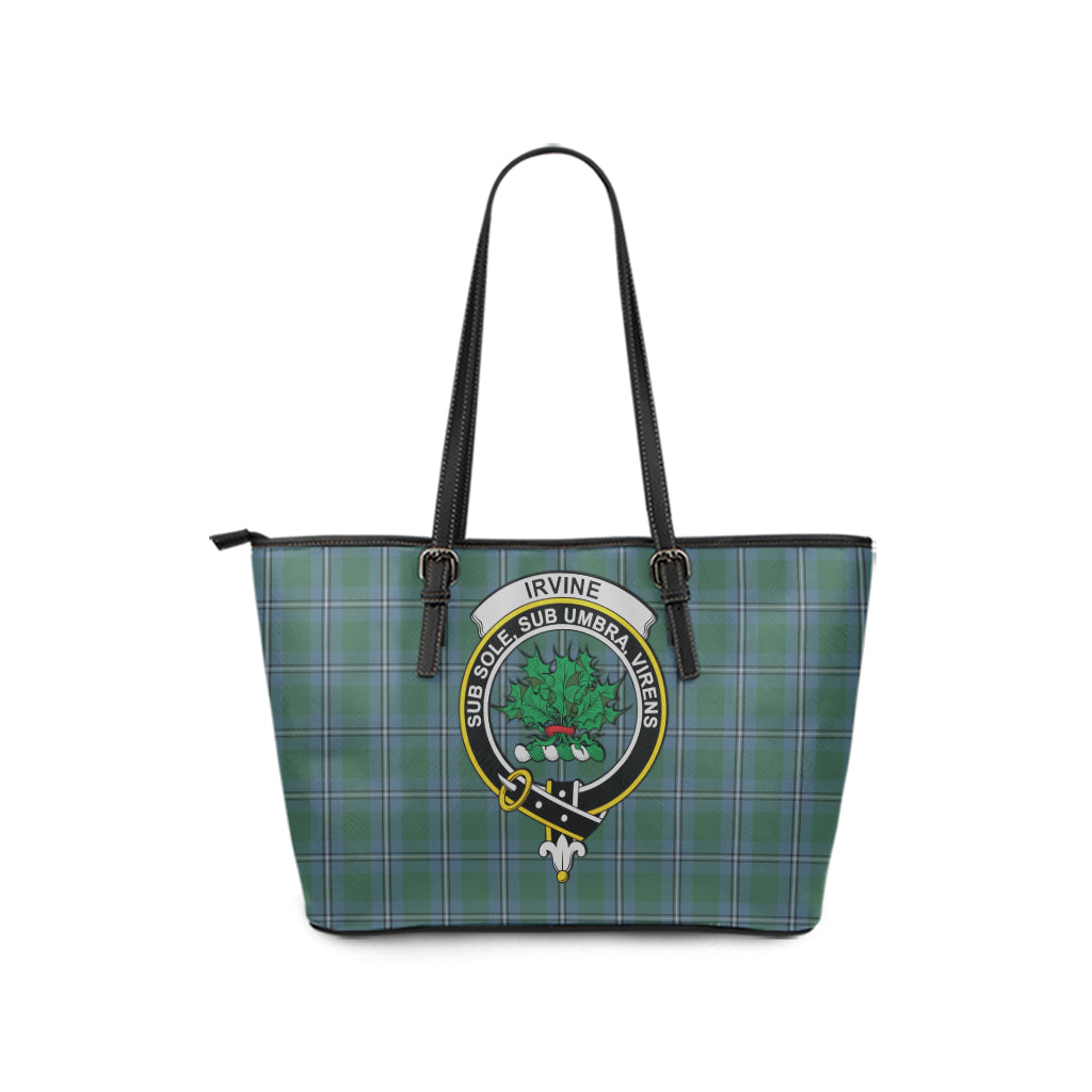 Irvine of Drum Tartan Leather Tote Bag with Family Crest