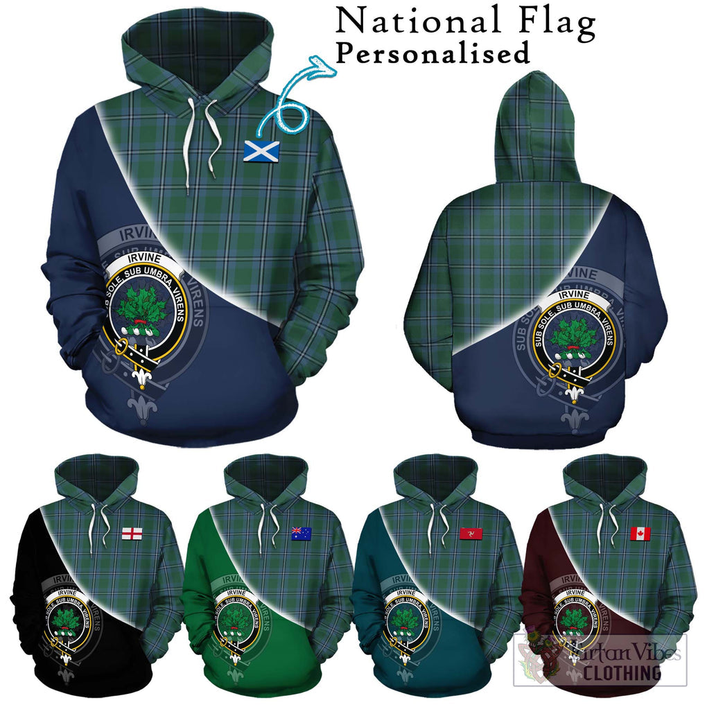 Irvine of Drum Tartan Hoodie with Personalised National Flag and Family Crest Half Style Zip Hoodie - Tartanvibesclothing Shop