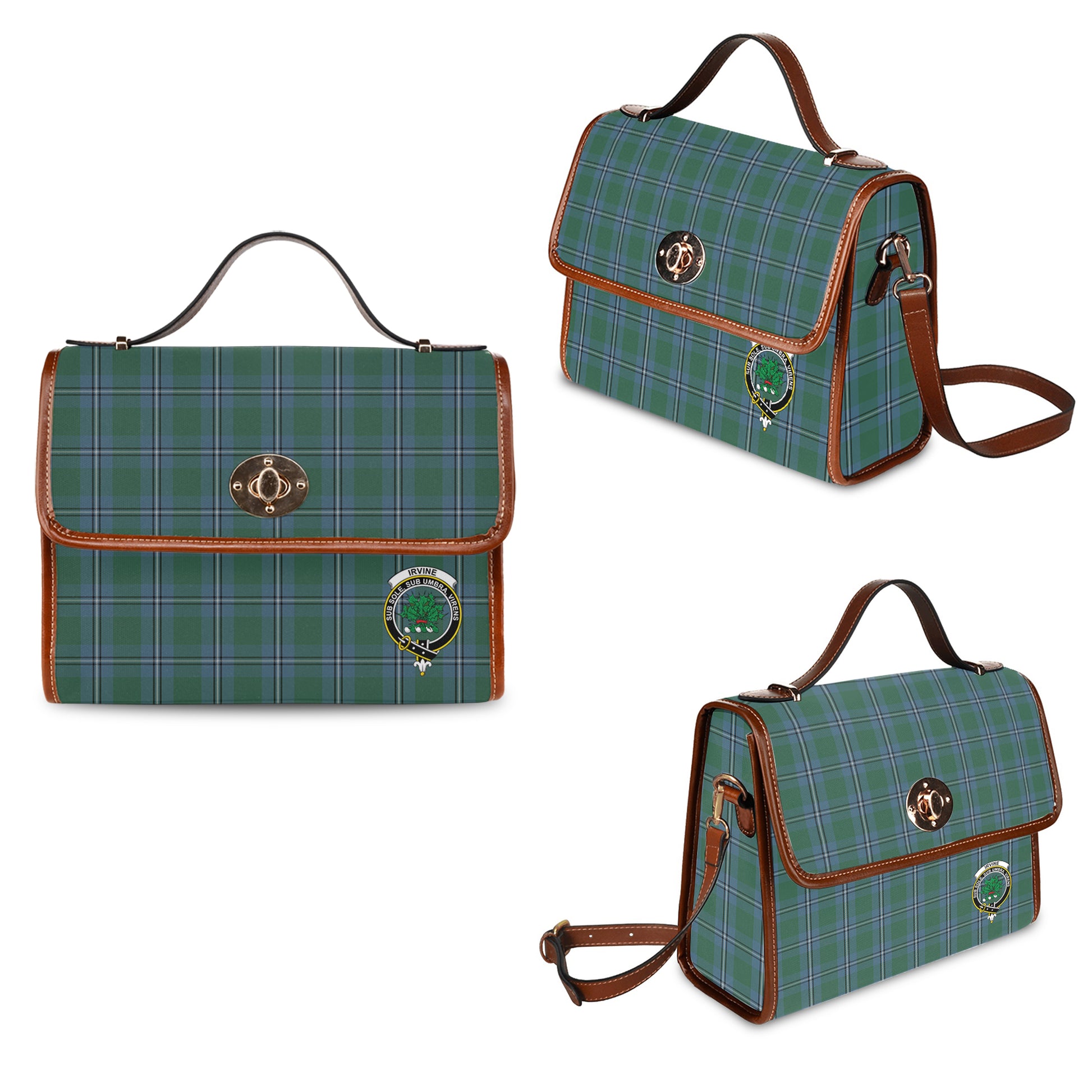 irvine-of-drum-tartan-leather-strap-waterproof-canvas-bag-with-family-crest