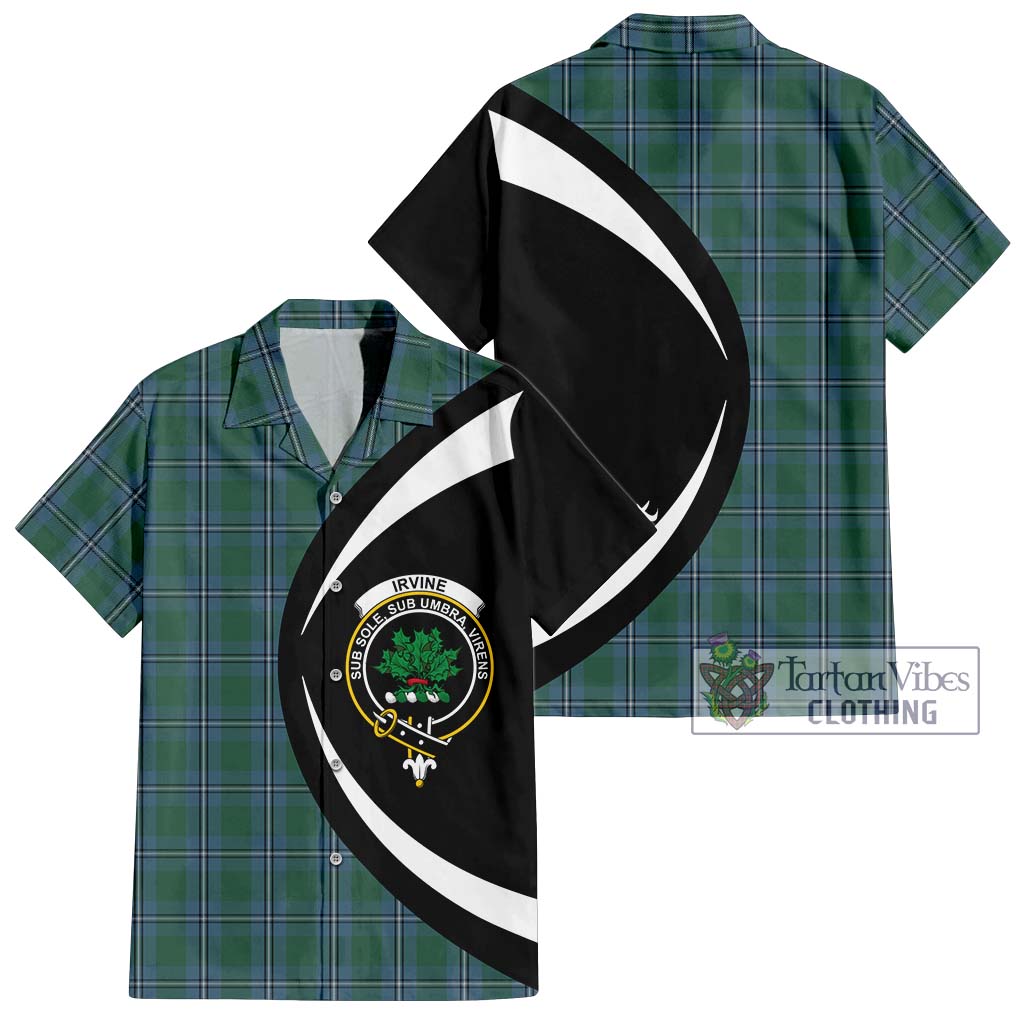 Irvine of Drum Tartan Short Sleeve Button Up with Family Crest Circle Style Kid - Tartan Vibes Clothing