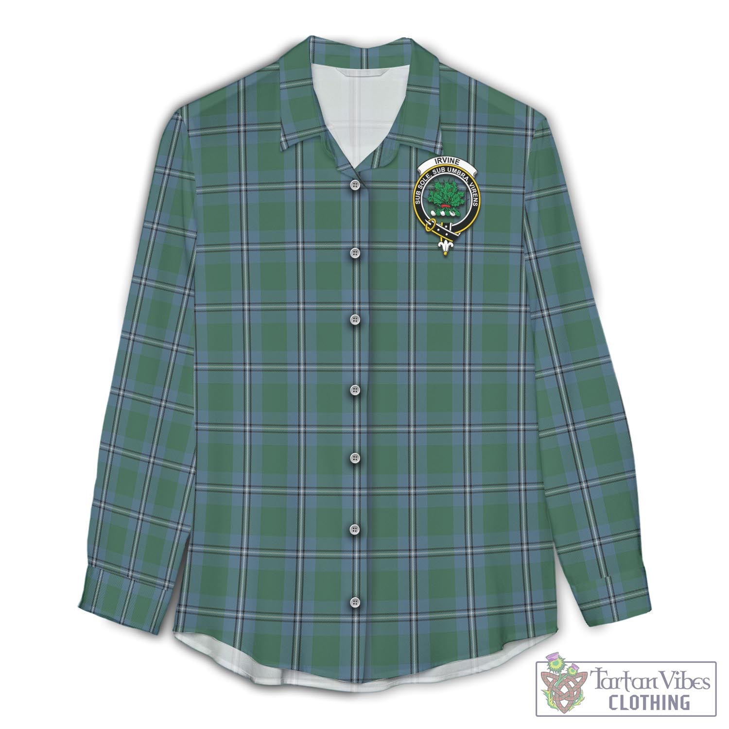 Tartan Vibes Clothing Irvine of Drum Tartan Womens Casual Shirt with Family Crest