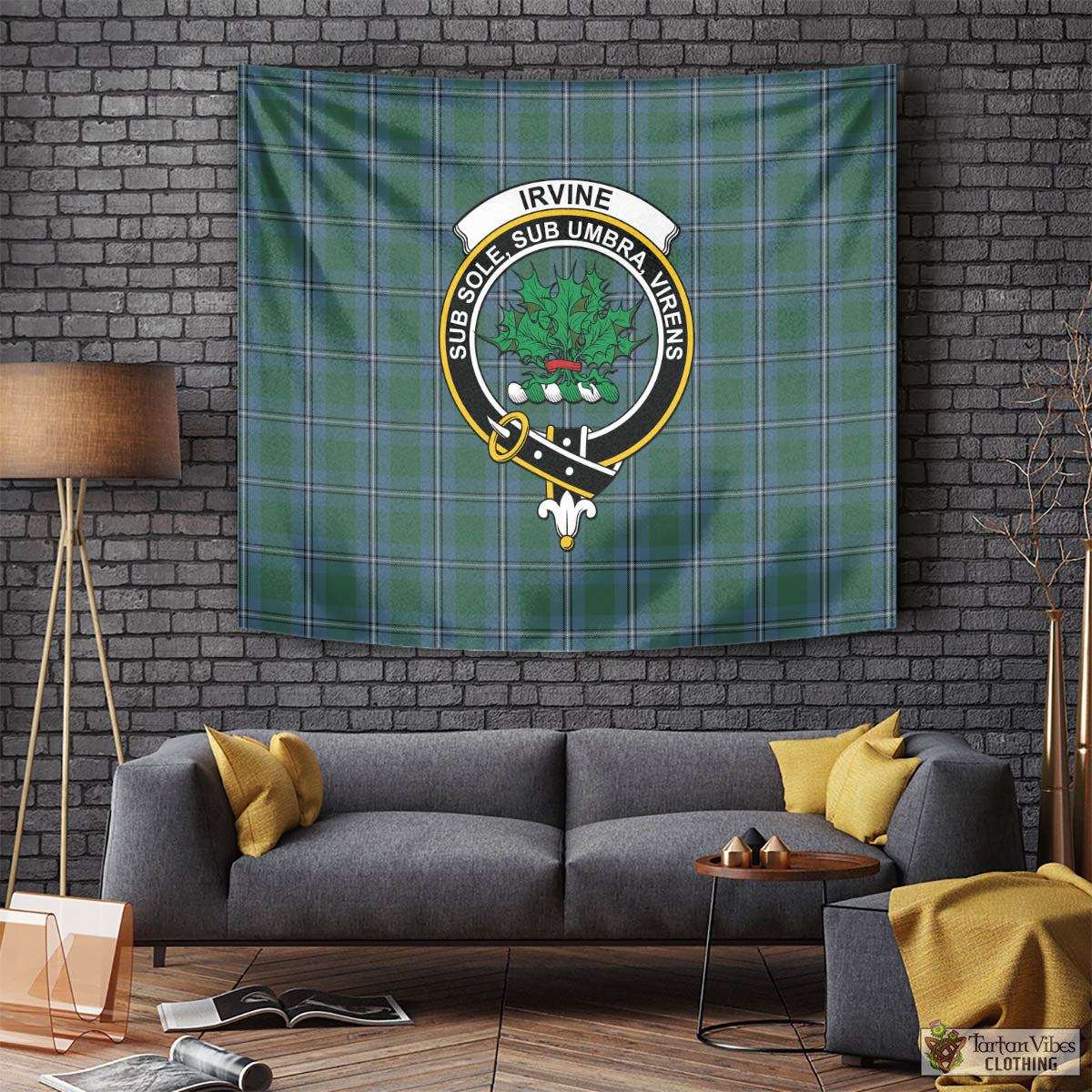 Tartan Vibes Clothing Irvine of Drum Tartan Tapestry Wall Hanging and Home Decor for Room with Family Crest