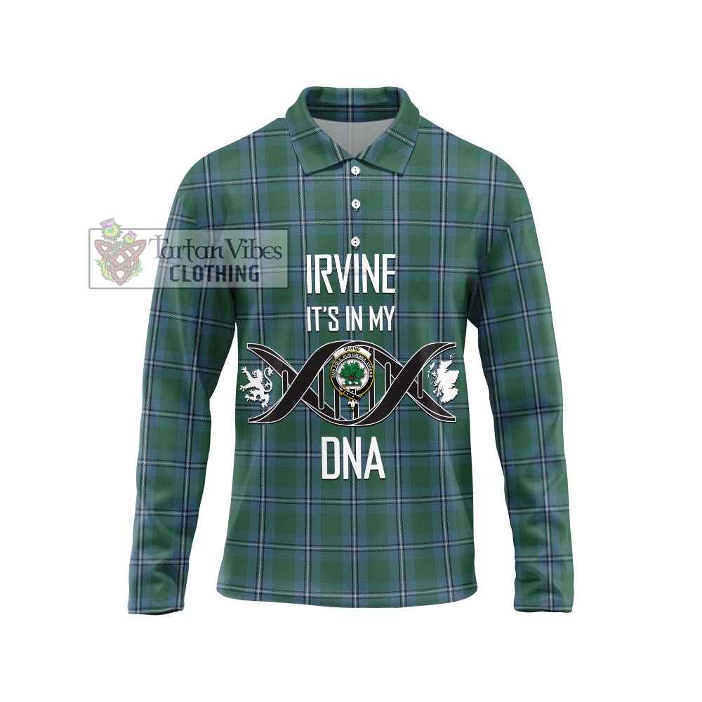 Irvine of Drum Tartan Long Sleeve Polo Shirt with Family Crest DNA In Me Style Unisex - Tartanvibesclothing Shop