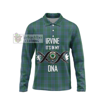 Irvine of Drum Tartan Long Sleeve Polo Shirt with Family Crest DNA In Me Style