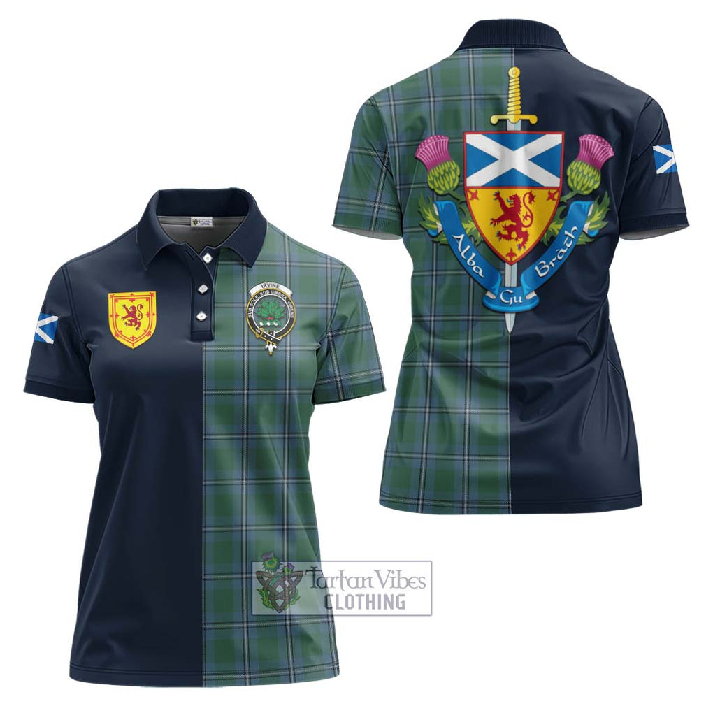 Tartan Vibes Clothing Irvine of Drum Tartan Women's Polo Shirt with Scottish Lion Royal Arm Half Style