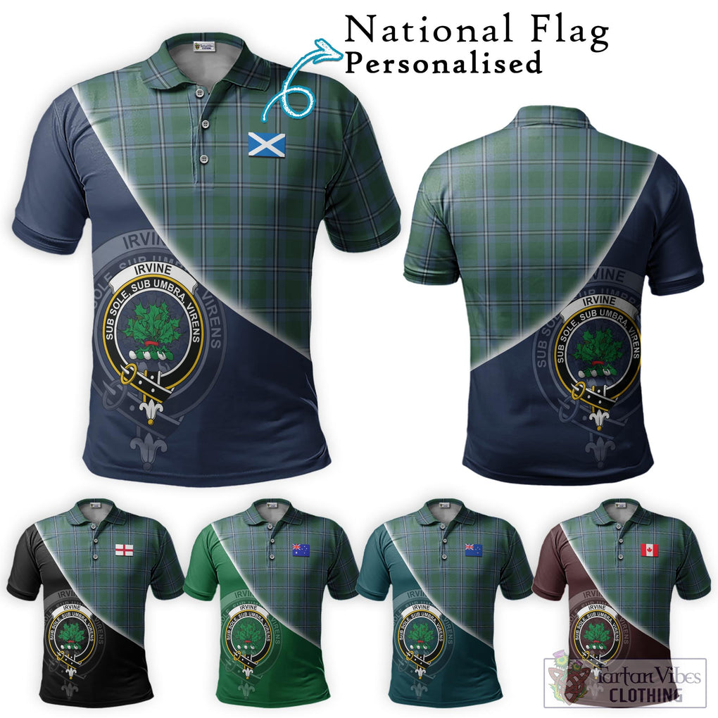 Irvine of Drum Tartan Polo Shirt with Personalised National Flag and Family Crest Half Style Maroon - Tartanvibesclothing Shop