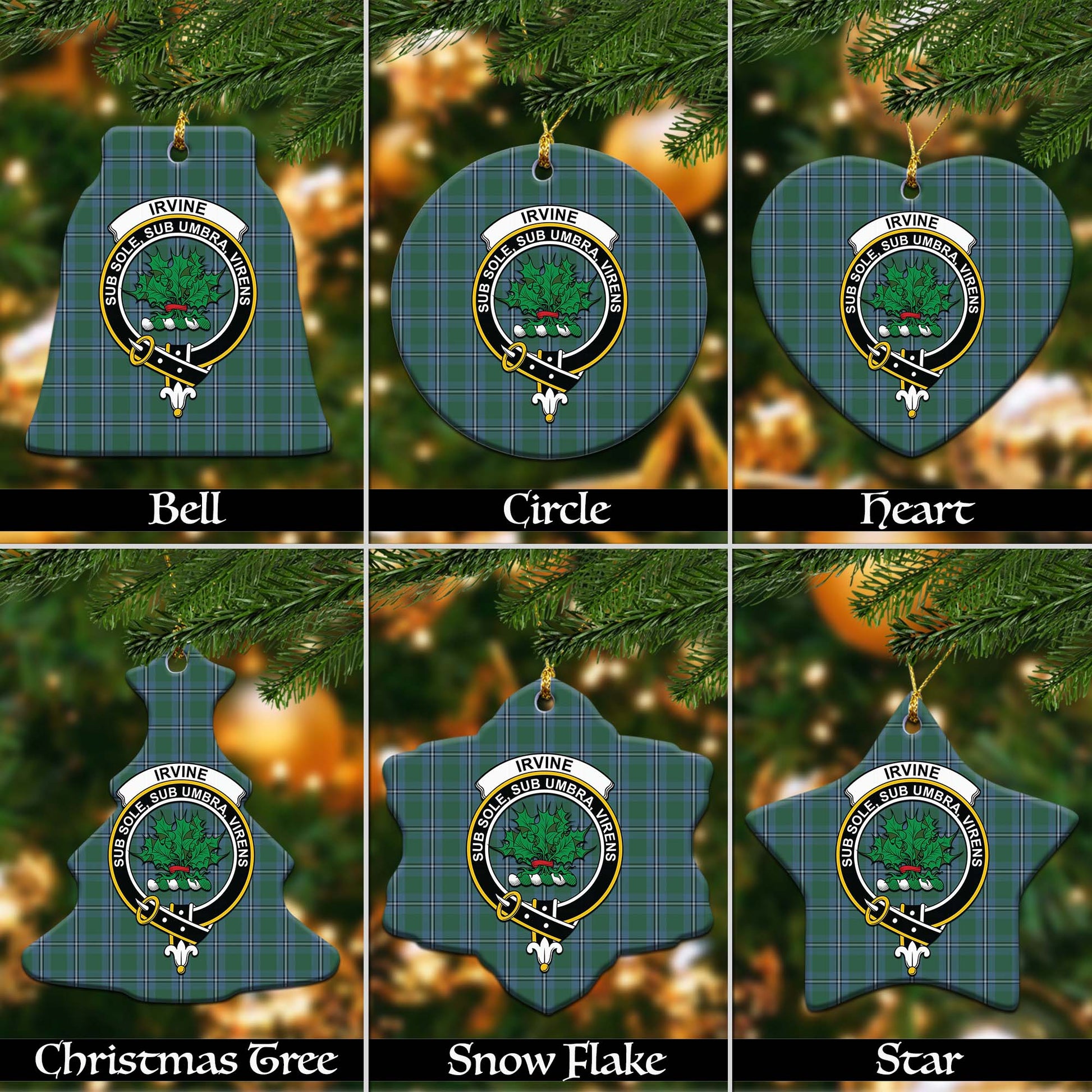 Irvine of Drum Tartan Christmas Ornaments with Family Crest - Tartanvibesclothing