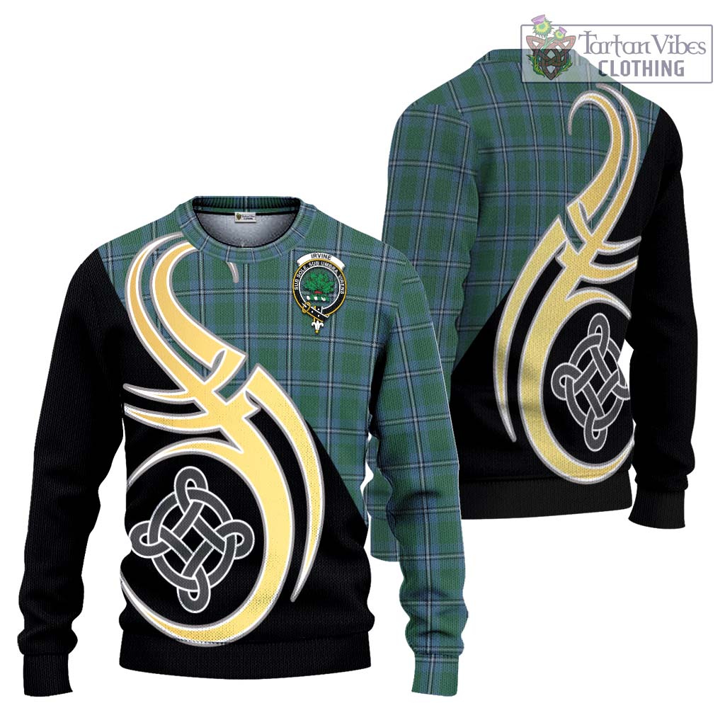 Irvine of Drum Tartan Knitted Sweater with Family Crest and Celtic Symbol Style Unisex - Tartan Vibes Clothing