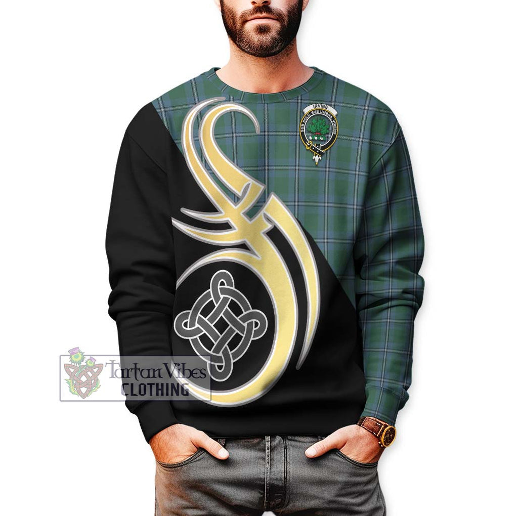 Irvine of Drum Tartan Sweatshirt with Family Crest and Celtic Symbol Style Unisex - Tartan Vibes Clothing