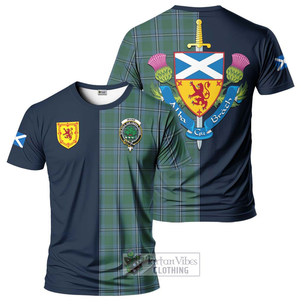 Tartan Vibes Clothing Irvine of Drum Tartan T-Shirt Alba with Scottish Lion Royal Arm Half Style