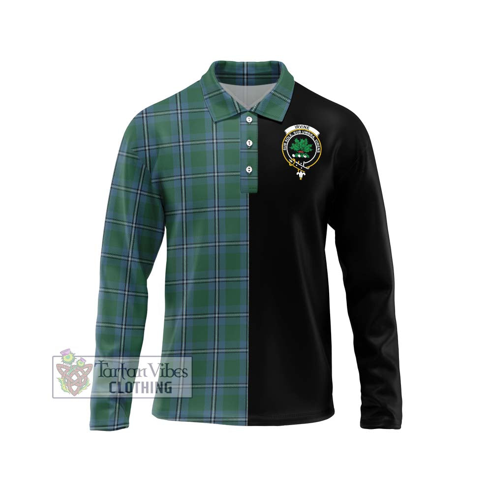 Irvine of Drum Tartan Long Sleeve Polo Shirt with Family Crest and Half Of Me Style Unisex - Tartanvibesclothing Shop