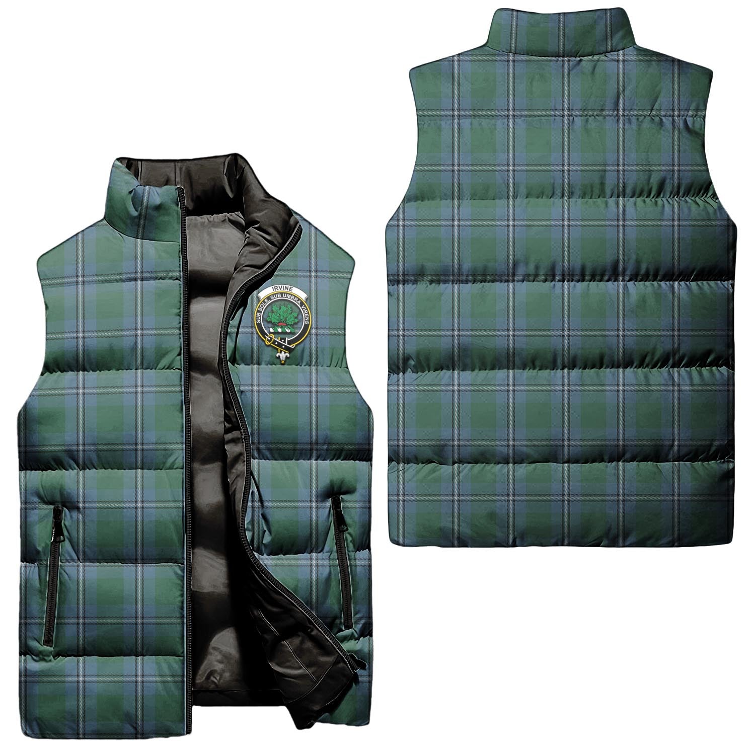 Irvine of Drum Tartan Sleeveless Puffer Jacket with Family Crest Unisex - Tartanvibesclothing