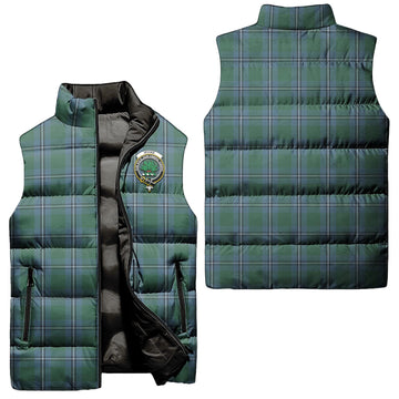 Irvine of Drum Tartan Sleeveless Puffer Jacket with Family Crest