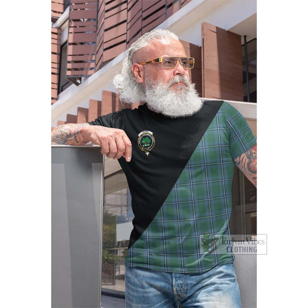 Tartan Vibes Clothing Irvine of Drum Tartan Cotton T-shirt with Family Crest and Military Logo Style