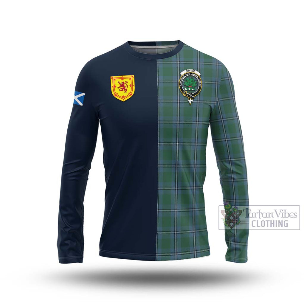 Tartan Vibes Clothing Irvine of Drum Tartan Long Sleeve T-Shirt with Scottish Lion Royal Arm Half Style