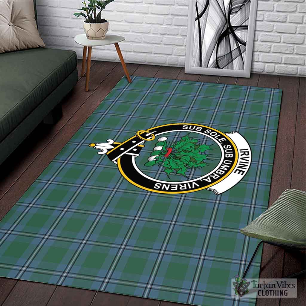 Tartan Vibes Clothing Irvine of Drum Tartan Area Rug with Family Crest