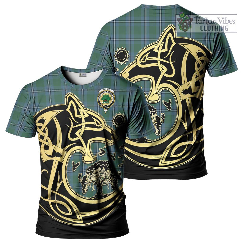 Irvine of Drum Tartan T-Shirt with Family Crest Celtic Wolf Style Kid's Shirt - Tartan Vibes Clothing