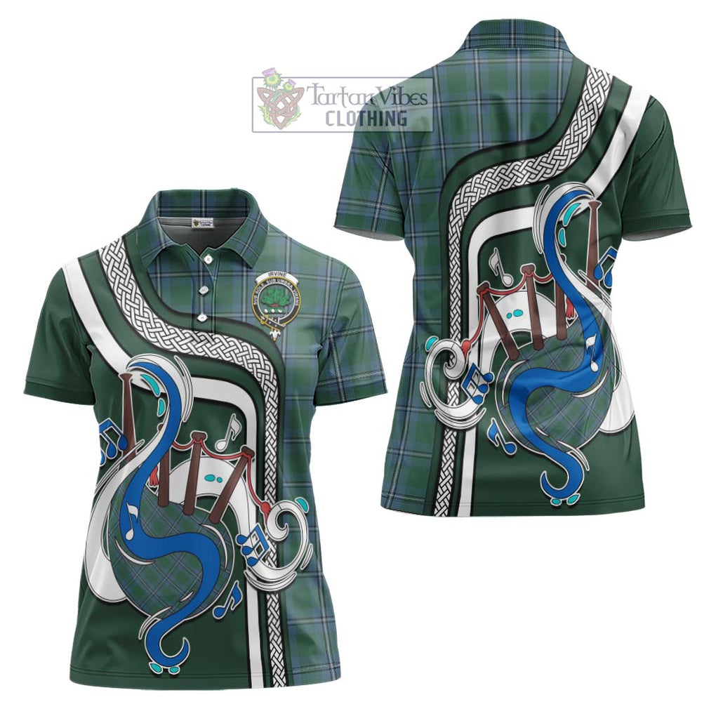 Irvine of Drum Tartan Women's Polo Shirt with Epic Bagpipe Style Women - Tartanvibesclothing Shop