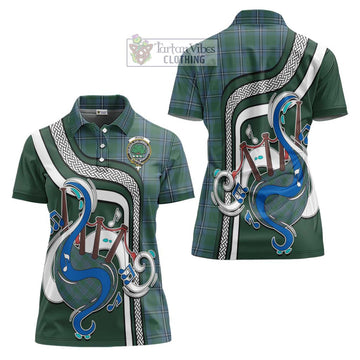 Irvine of Drum Tartan Women's Polo Shirt with Epic Bagpipe Style