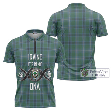 Irvine of Drum Tartan Zipper Polo Shirt with Family Crest DNA In Me Style