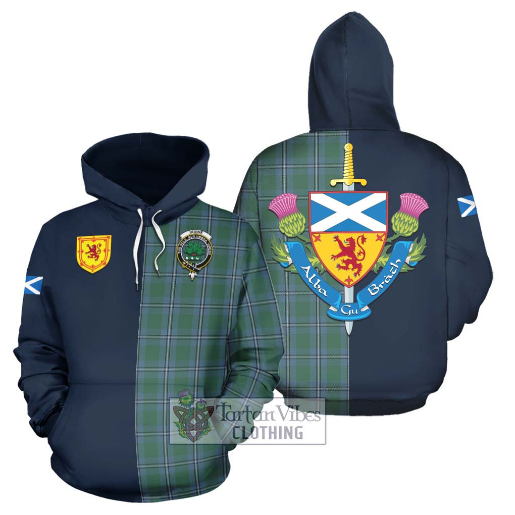 Tartan Vibes Clothing Irvine of Drum Tartan Hoodie with Scottish Lion Royal Arm Half Style