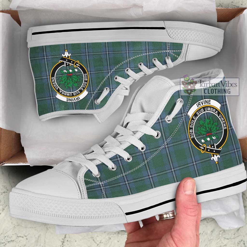 Tartan Vibes Clothing Irvine of Drum Tartan High Top Shoes with Family Crest