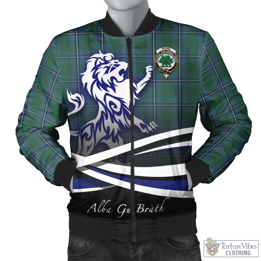 Tartan Vibes Clothing Irvine of Drum Tartan Bomber Jacket with Alba Gu Brath Regal Lion Emblem