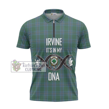 Irvine of Drum Tartan Zipper Polo Shirt with Family Crest DNA In Me Style