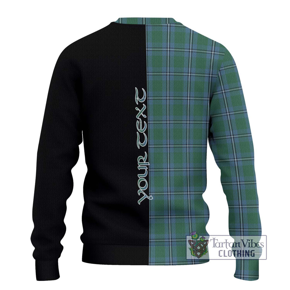 Irvine of Drum Tartan Knitted Sweater with Family Crest and Half Of Me Style - Tartanvibesclothing Shop