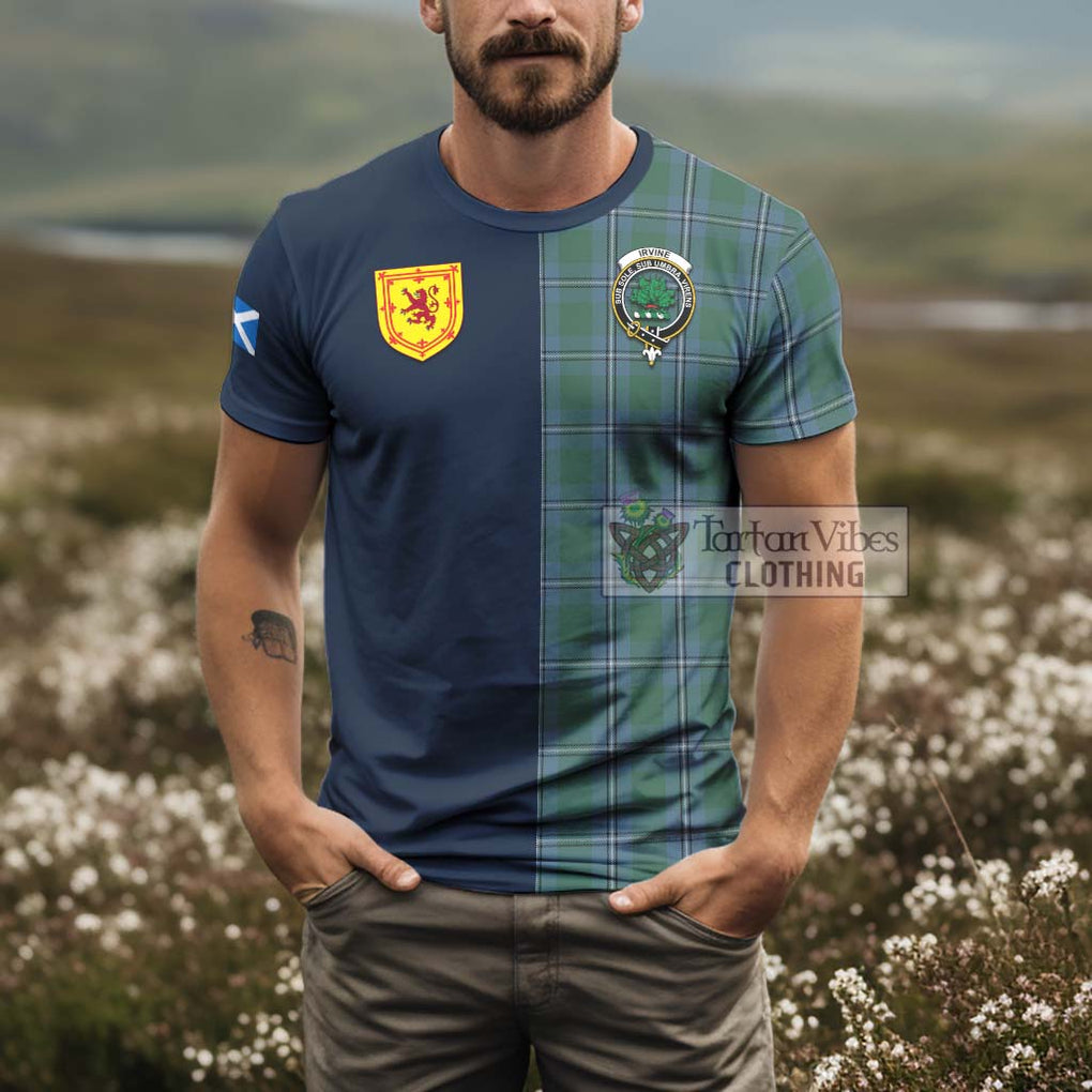 Tartan Vibes Clothing Irvine of Drum Tartan T-Shirt Alba with Scottish Lion Royal Arm Half Style